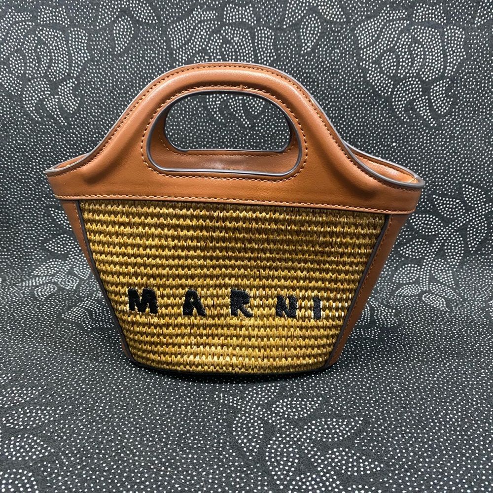 Marni Brown and Tan Woven Tote Bag